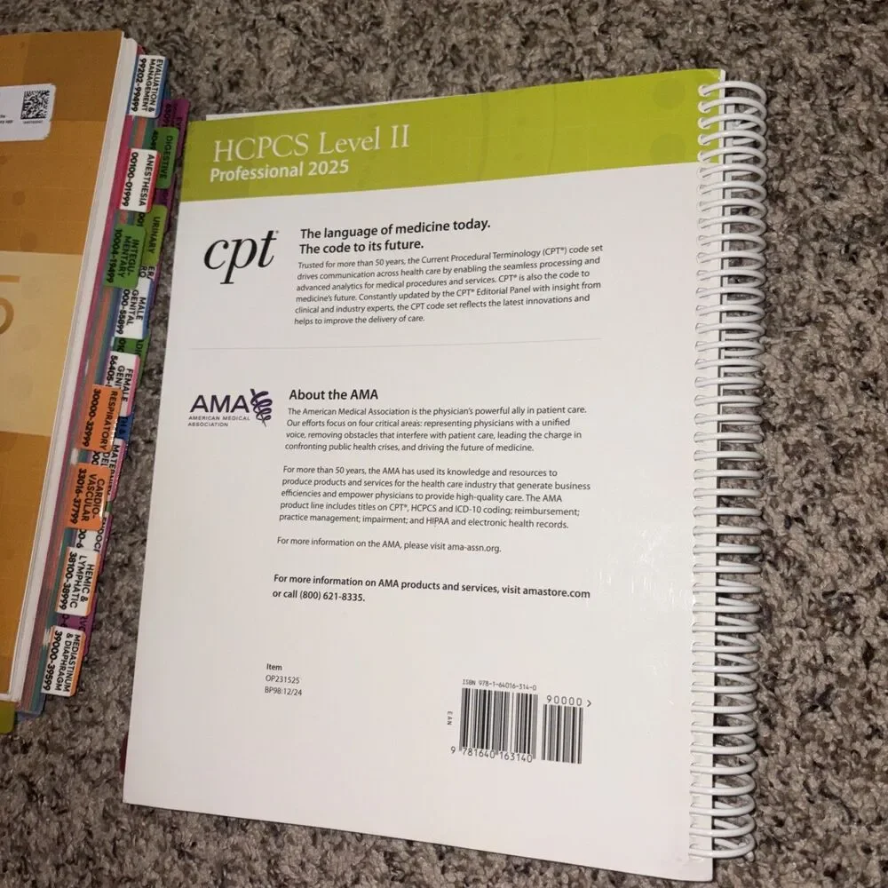 AMA CPT 2025 HCPCS 2025 Spiral Bound Medical Coding Books Tabbed Professional